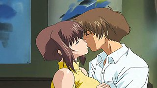 Redheaded vixen in a miniskirt and hose gets her needs met by an animated stud