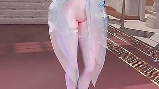 Featured Aponia - Nun with Phone Number Striptease, White Stockings, Plump Big Butt, Nipple Piercings, Jiggling Big Tits