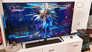 Stepsister fucks with stepbrother's best friend while he play videogames - English subtitles