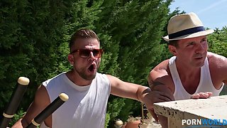 Tree Trimmer Studs DP Big-Tit-Blonde Angel Rivas in the Sun by the Pool GP2354