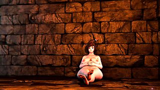 Gorgeous 3D brunette enjoying some bondage sex