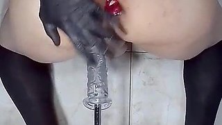 Femboy Hooded Humungous Booty with his massive 27cm faux-cock going all the way into his lil butt.